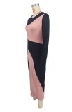 Women's Autumn Winter Fashion Long Sleeve Slit Casual Long Dress