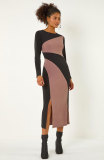 Women's Autumn Winter Fashion Long Sleeve Slit Casual Long Dress