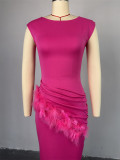 Women Summer Short Sleeve Solid Pleated Maxi Dress