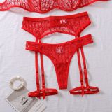 Women heart-shaped embroidered mesh See-Through Halter Neck Sexy Lingerie Set