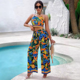 Summer Women Holidays Printed Strap Top and Pant Two-piece Set