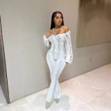 Women Sexy Hollow Long Sleeve Jumpsuit