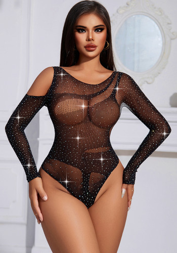 Women Hollow Beaded Bodysuit Sexy Lingerie