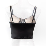 Women sexy lace hollow suspender Basics steel ring fishbone top