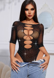 Women Beaded Hollow Bodysuit Sexy Lingerie