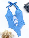 Women snake print bikini print Lace-Up One-piece Swimwear