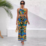 Summer Women Holidays Printed Strap Top and Pant Two-piece Set