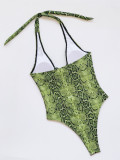 Women snake print bikini print Lace-Up One-piece Swimwear