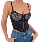 Women sexy lace hollow suspender Basics steel ring fishbone top