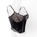 Women sexy lace hollow suspender Basics steel ring fishbone top