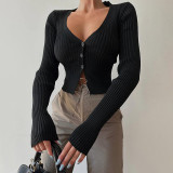 Women Sexy Deep V Neck Long Sleeve Top