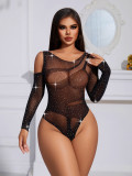 Women Hollow Beaded Bodysuit Sexy Lingerie