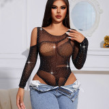 Women Hollow Beaded Bodysuit Sexy Lingerie