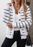 Hooded Striped Knitting Cardigan Women Autumn And Winter Loose Casual Pocket Sweater