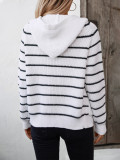 Hooded Striped Knitting Cardigan Women Autumn And Winter Loose Casual Pocket Sweater