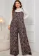 Leopard Print Strap Plus Size Loose Fashion Jumpsuit For Women