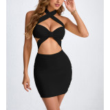 Women's Summer Hollow Halter Neck Sexy Bodycon Dress