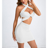 Women's Summer Hollow Halter Neck Sexy Bodycon Dress