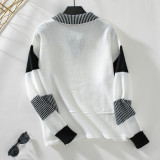 Women's Striped Turndown Collar Sweater Autumn And Winter Fashion Loose Long Sleeve Knitting Shirt