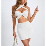 Women's Summer Hollow Halter Neck Sexy Bodycon Dress