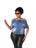 Women Off Shoulder Denim Top