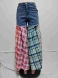 Women Casual Patchwork Denim Wide Leg Pants