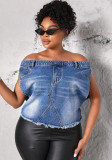 Women Off Shoulder Denim Top