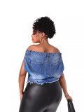 Women Off Shoulder Denim Top