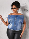 Women Off Shoulder Denim Top