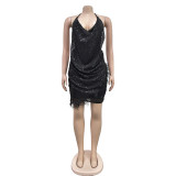 Women sexy sequined suspender dress