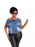 Women Off Shoulder Denim Top