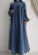 Women casual autumn round neck solid loose long sleeve denim dress