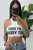 Women summer Letter Casual print Crop Top