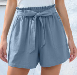 Women's ruffled tie waist summer shorts with pockets