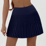 Pleated skirt yoga high waist tennis skirt solid color badminton golf short skirt