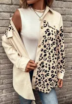 women autumn and winter leopard print single breasted long sleeve casual shirt coat