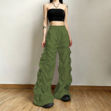 Summer women's fashion high waist Pleated loose casual pants