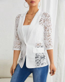 Women's Lace Patchwork Turndown Collar Half-Sleeve blazer