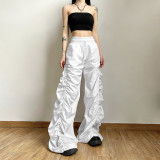 Summer women's fashion high waist Pleated loose casual pants