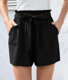 Women's ruffled tie waist summer shorts with pockets