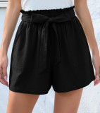 Women's ruffled tie waist summer shorts with pockets