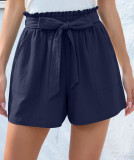 Women's ruffled tie waist summer shorts with pockets