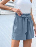 Women's ruffled tie waist summer shorts with pockets