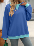 Autumn and winter contrast color Round Neck Women loose sweatshirt