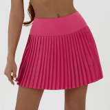 Pleated skirt yoga high waist tennis skirt solid color badminton golf short skirt