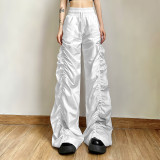 Summer women's fashion high waist Pleated loose casual pants