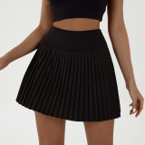 Pleated skirt yoga high waist tennis skirt solid color badminton golf short skirt