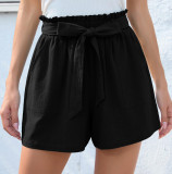 Women's ruffled tie waist summer shorts with pockets