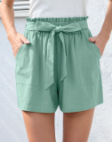 Women's ruffled tie waist summer shorts with pockets