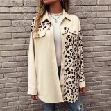 women autumn and winter leopard print single breasted long sleeve casual shirt coat